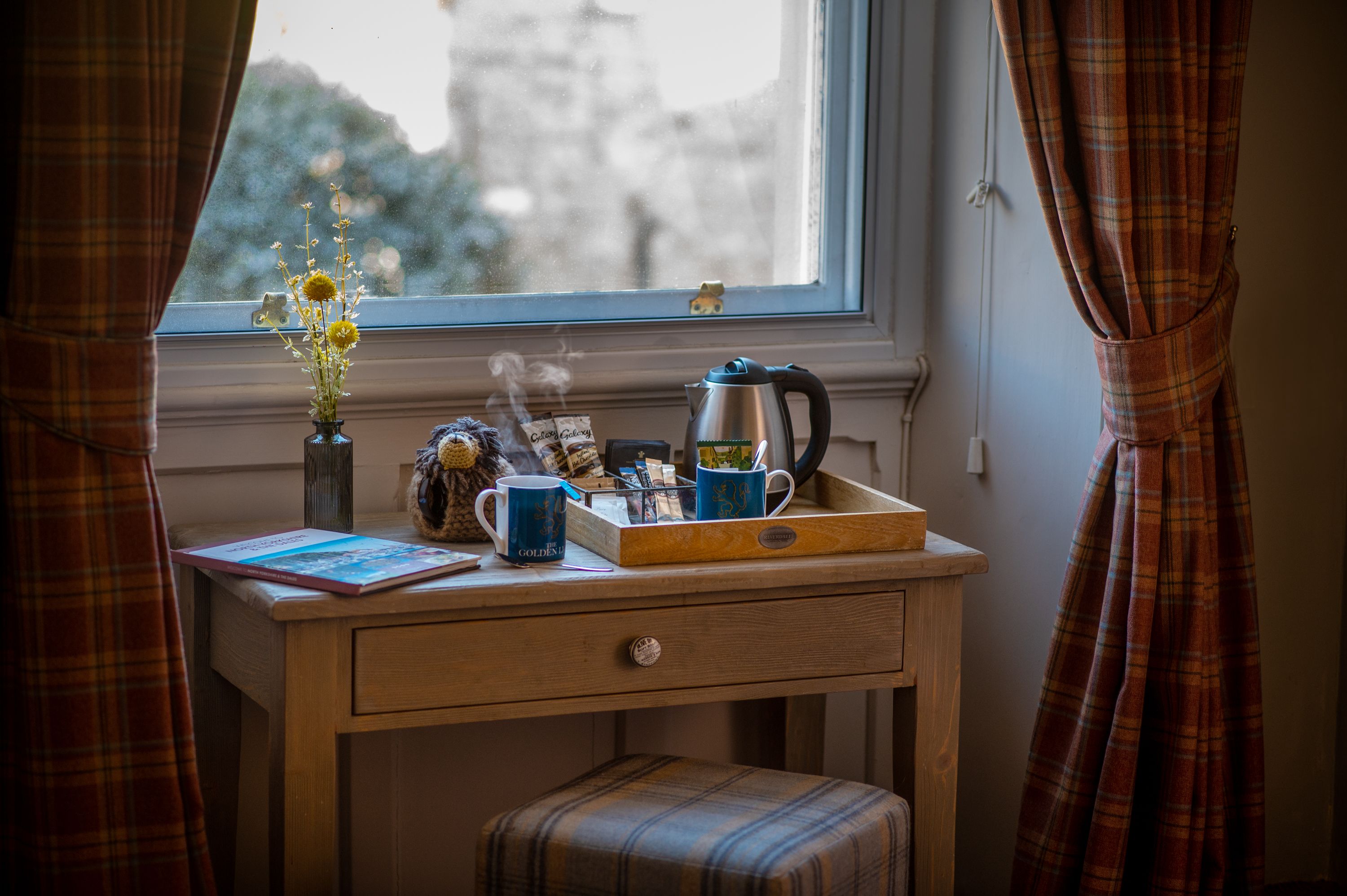 desk overlooking settle